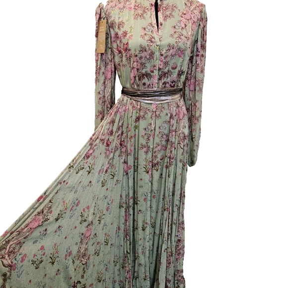 Hemant and Nandita Adira Floral Pink and White Maxi Dress-Size Large - Picture 9 of 17